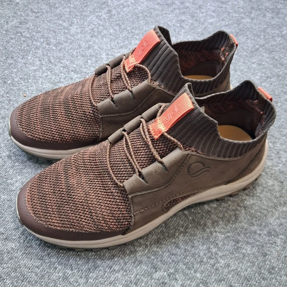 Strole Eastridge S869W Womens 8 Brown Leather Knit Walking Shoes SoftStride Sole